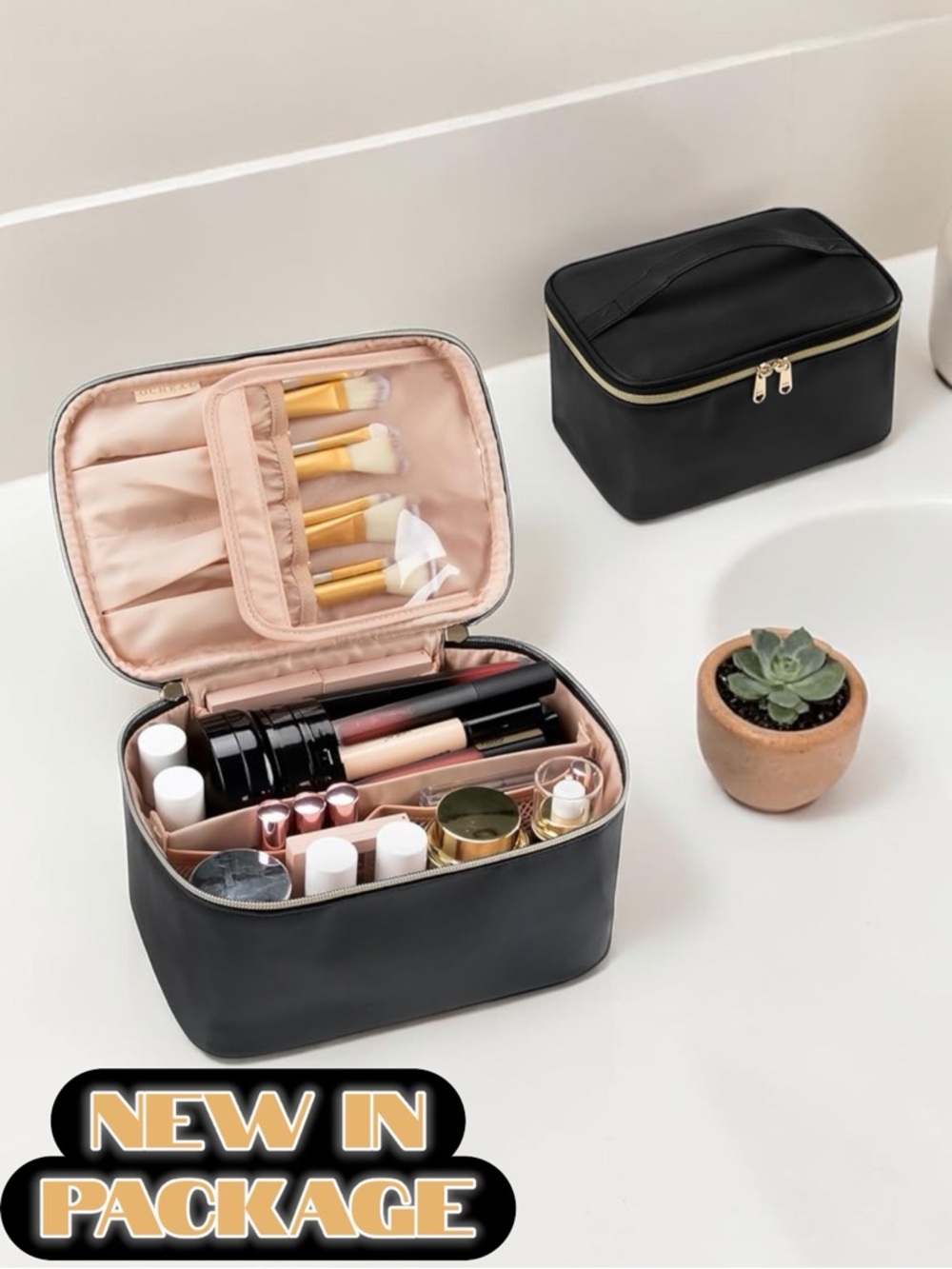 💄OCHEAL Makeup Bag – Large Capacity Travel Cosmetic Organizer (Black)